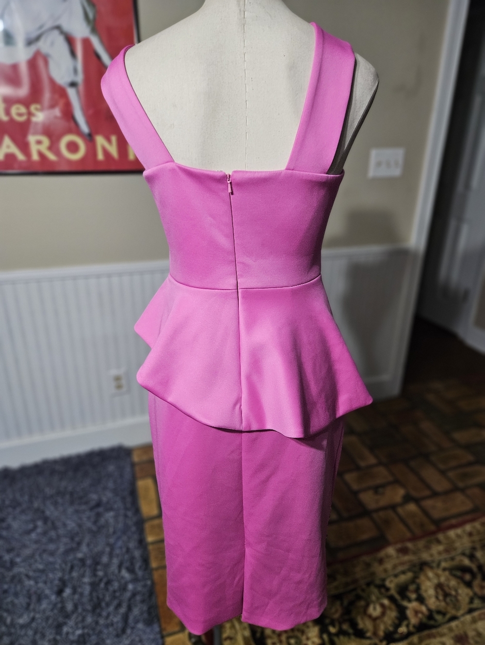 Black Halo Jalil Peplum Column Gown Size 6 - Picture 4 of 6